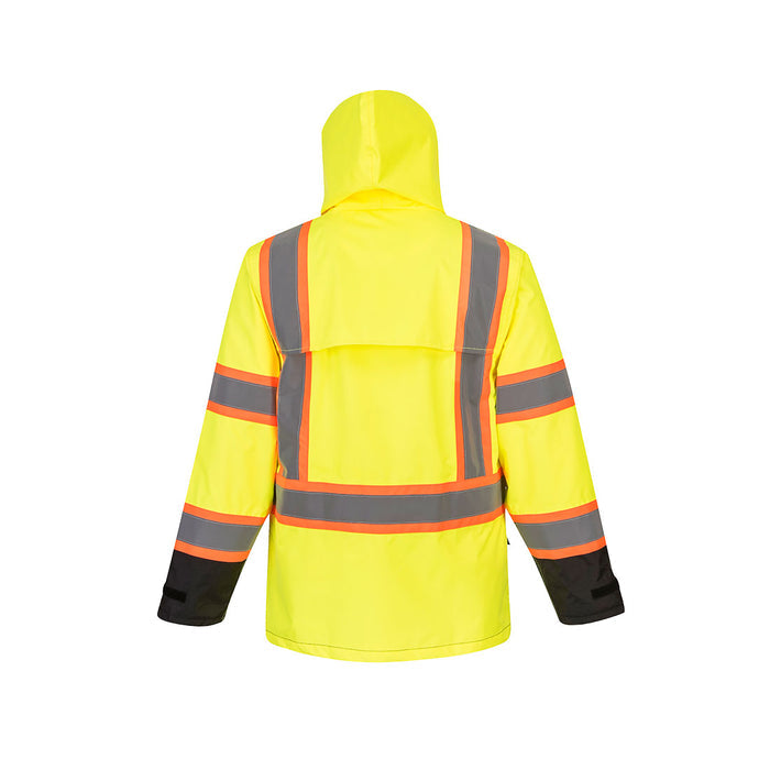 Portwest LLC US361 Hi Vis Contrast Tape Rain Jacket back view