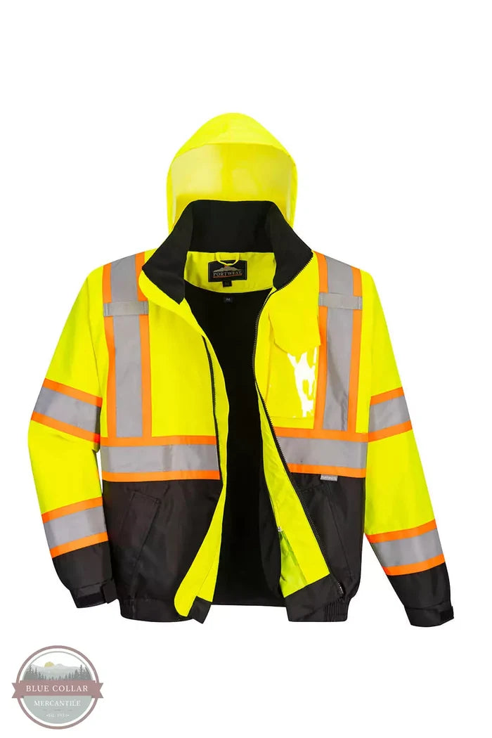 Portwest US367YBR Hi-Vis 2-in-1 Contrast-Bomber Jacket Front View