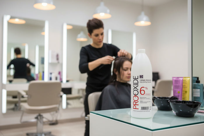 Prooxide Creme developer available in one litre size for convenience for use in hair salons.