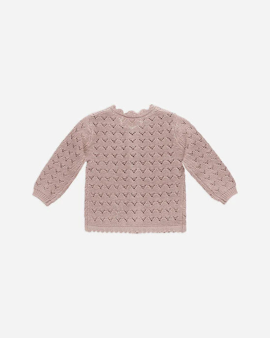 Quincy Mae Scalloped Cardigan - Mauve