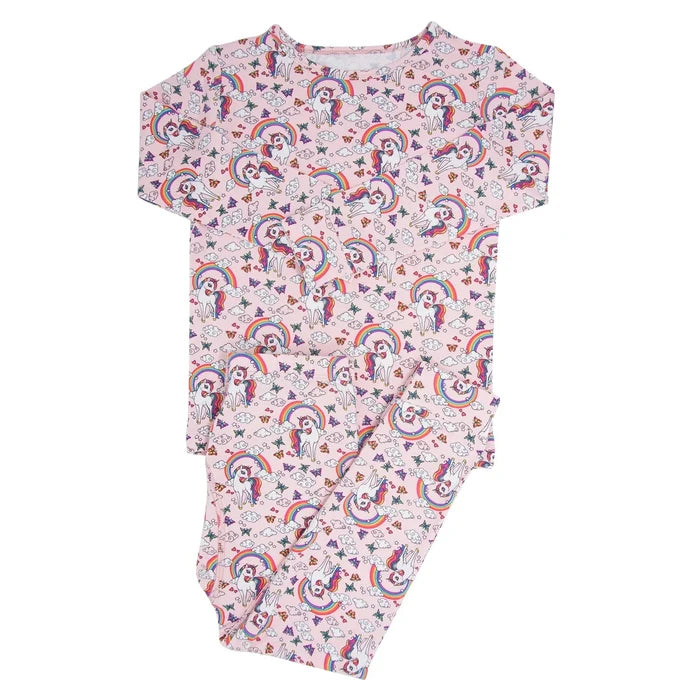 Rainbow Bright Pink Unicorn LS PJ Set