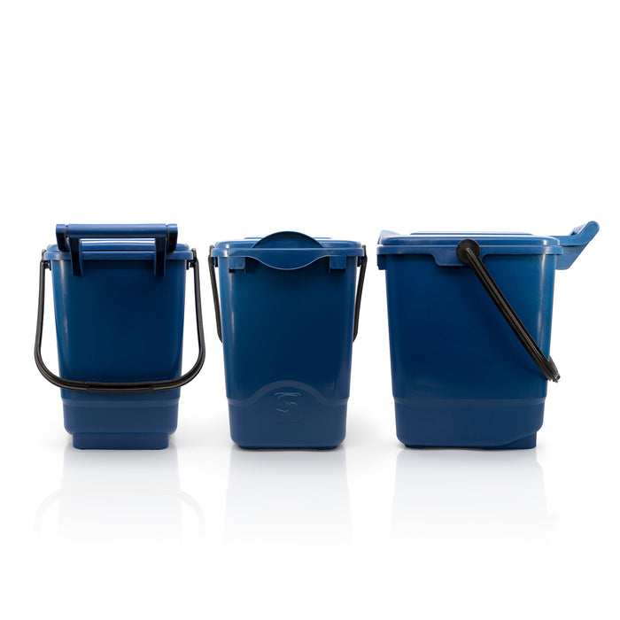 Recycled plastic compost bin showing all sides