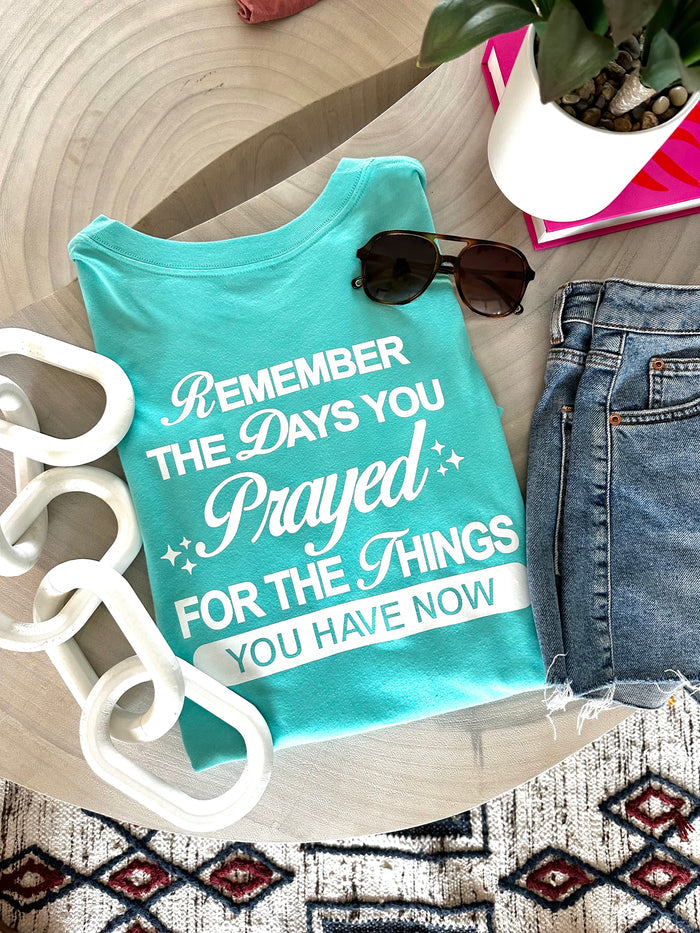 Remember You Prayed (Seafoam Heather) - Short Sleeve / V-neck