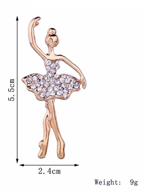 Rhinestone Encrusted Ballerina Brooch