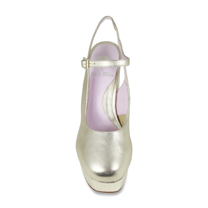 Rita: Gold Leather & Snake Shoes Sole Bliss