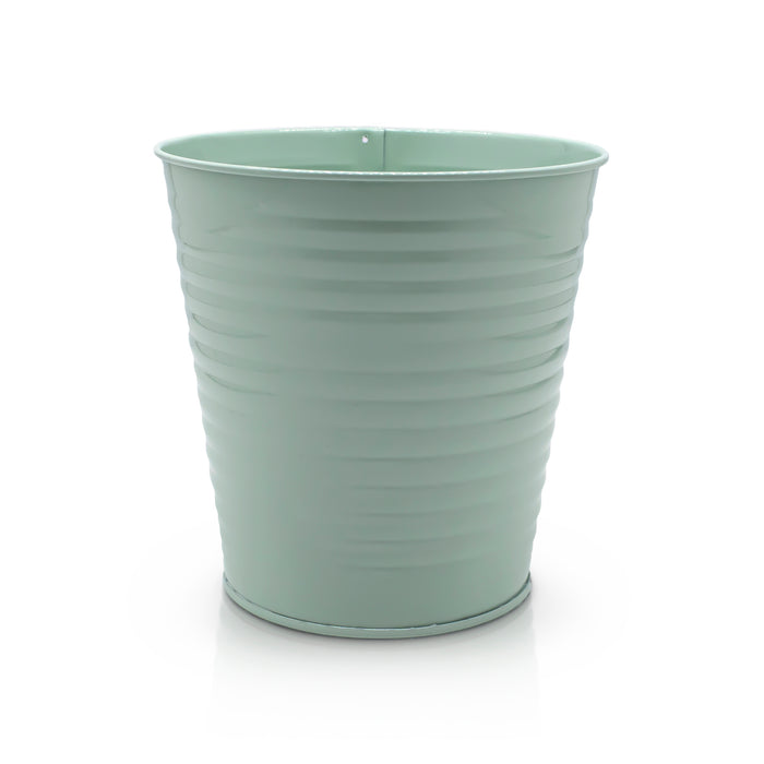 Green metal plant pot