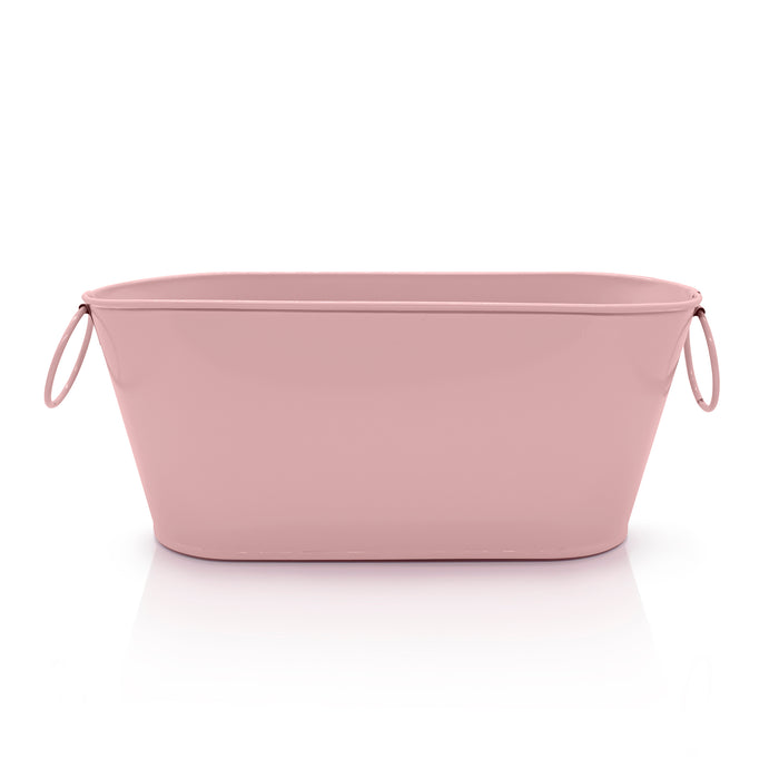 Pink rectangular metal bucket