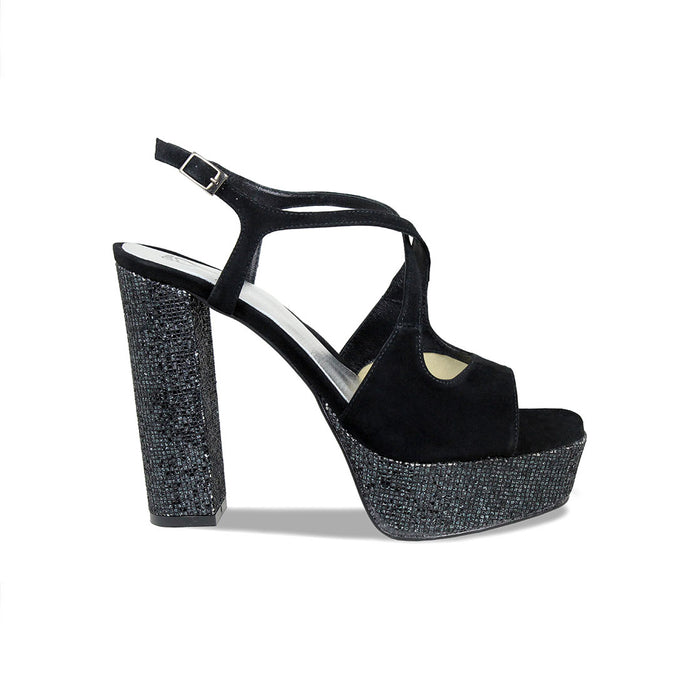 Royalty: Black Suede & Glitter Shoes Sole Bliss