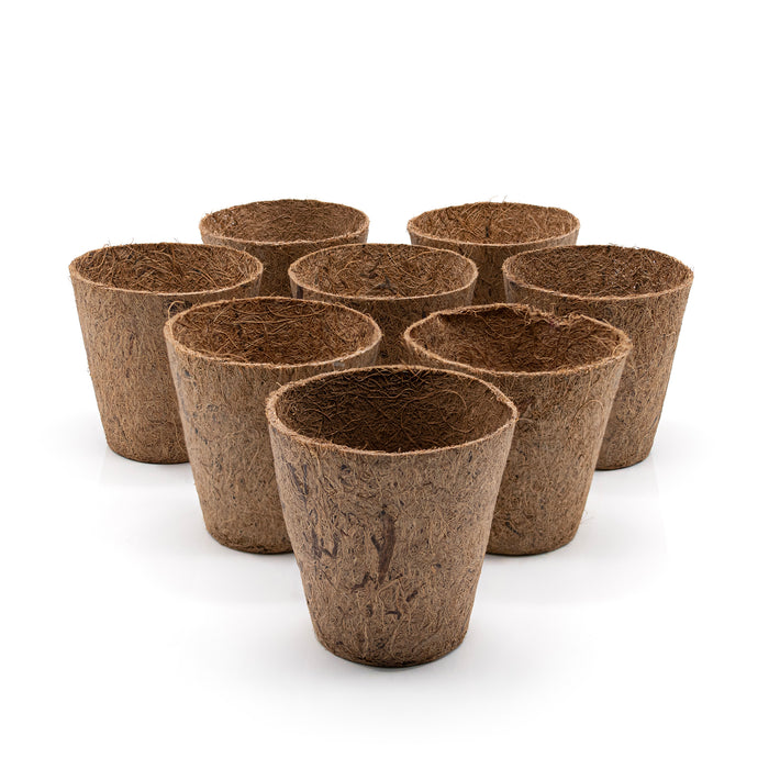 Set of 8 natural potting pots.