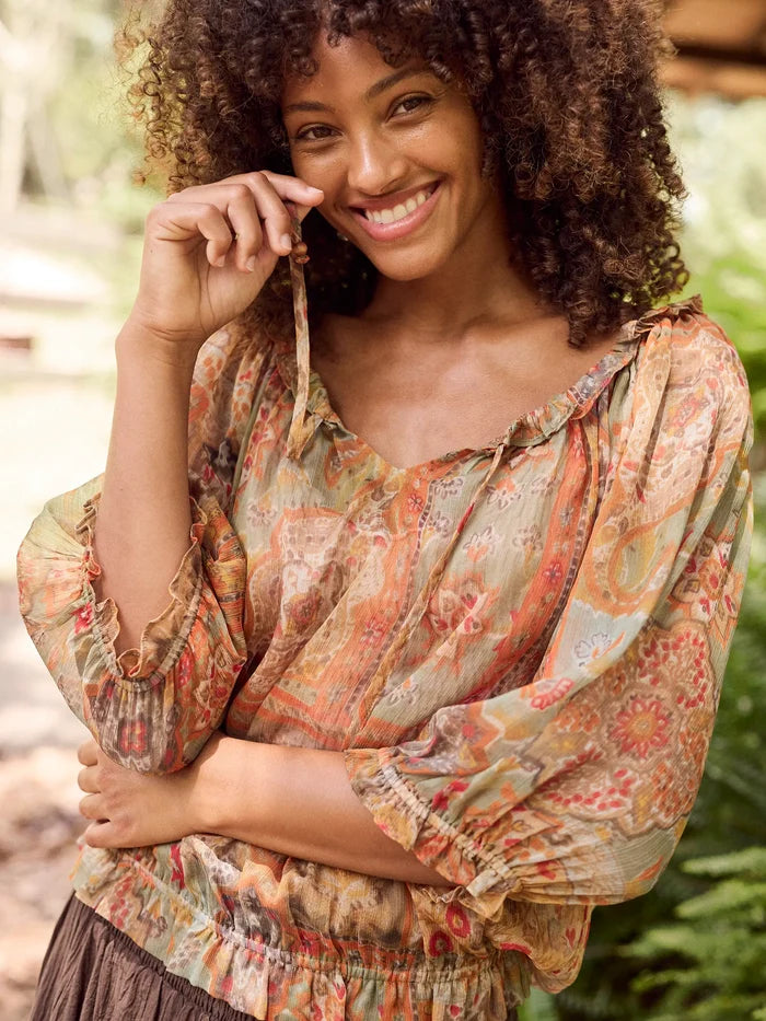 Ruffle Trim Blouse - Gypsy Scarf Multi-view 1