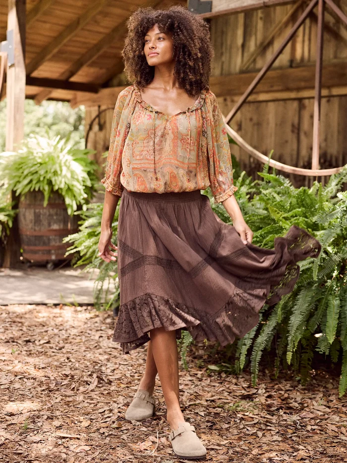 Ruffle Trim Blouse - Gypsy Scarf Multi-view 2