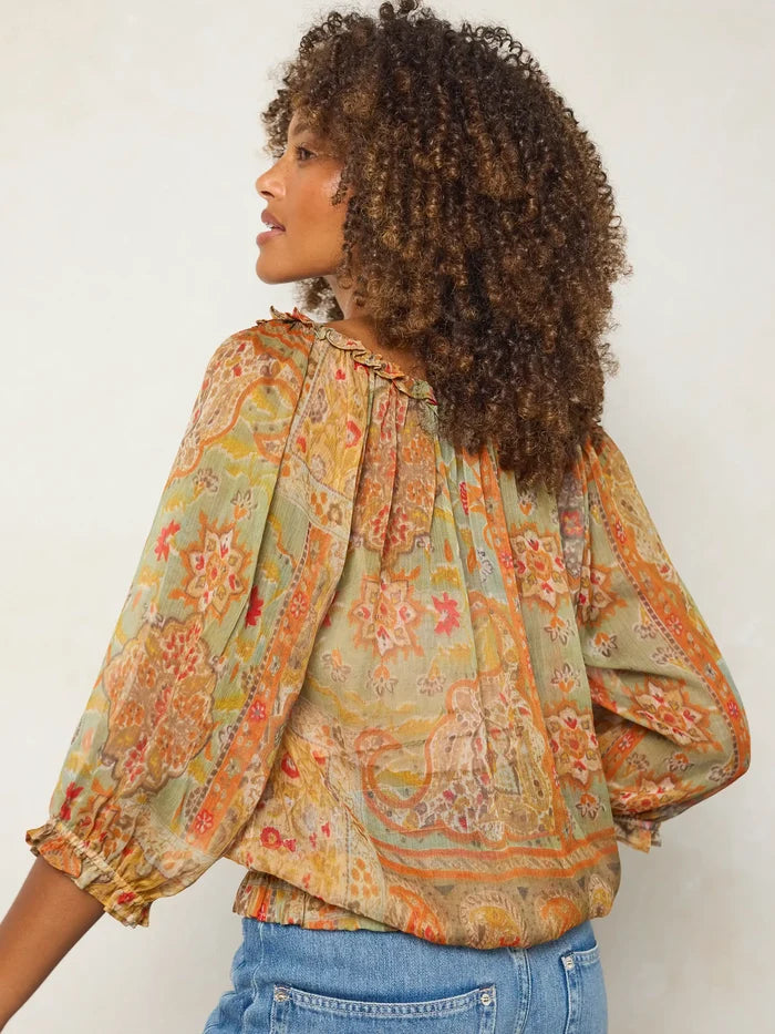 Ruffle Trim Blouse - Gypsy Scarf Multi-view 4