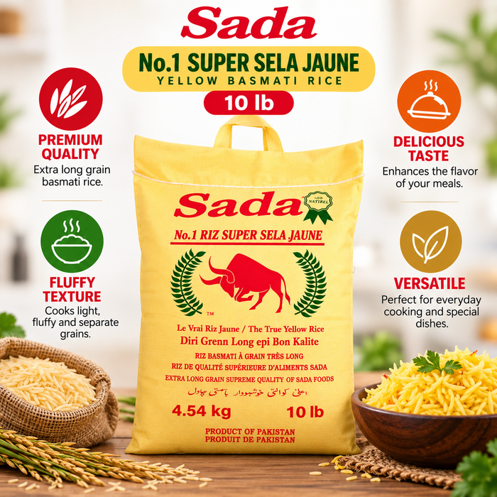 Sada – No.1 Super Sela Yellow Basmati Rice, 10 lb Sada