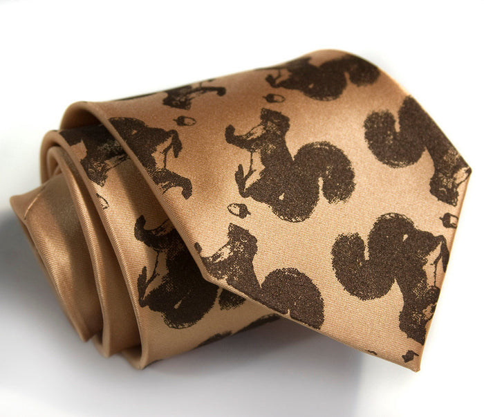 Squirrel necktie. Chocolate ink on honey.