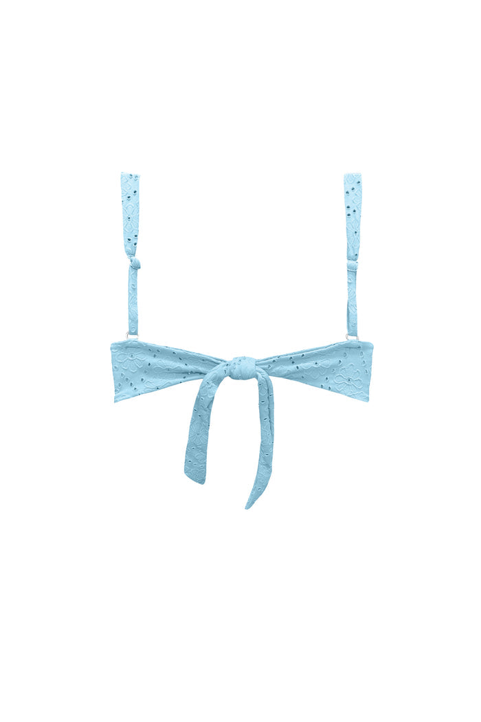 Serafine blue eyelet top, adjustable tie-back straps