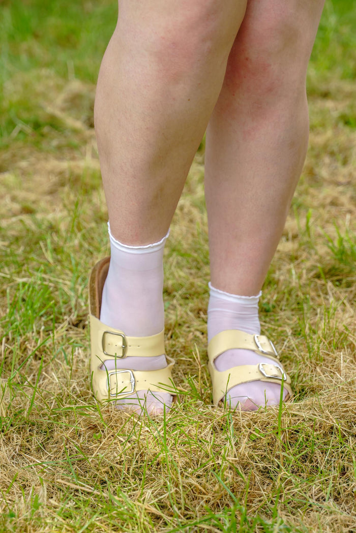 Sheer Nylon Ankle Socks - White