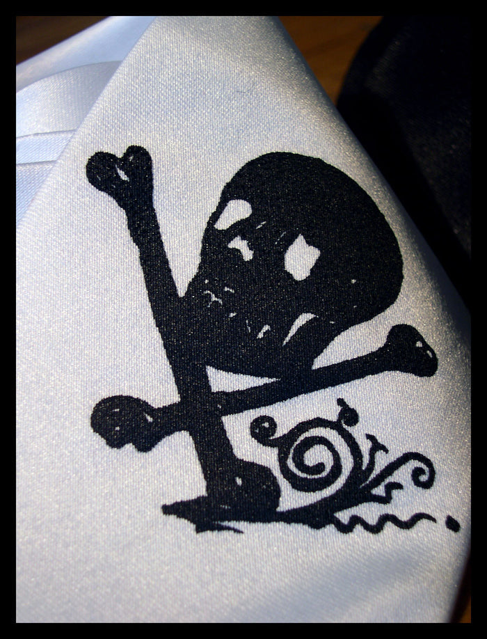 Black ink on white microfiber.