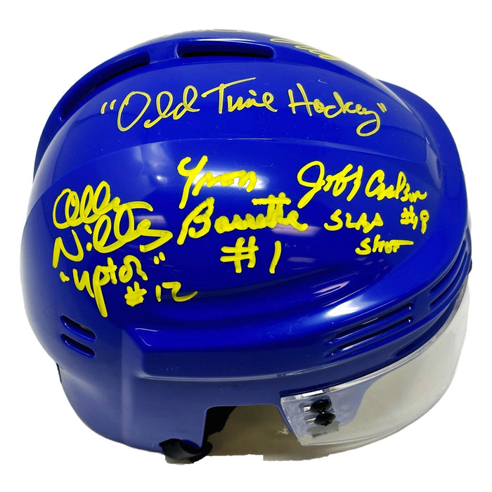 Slapshot Multi Signed Blue Chiefs Mini Helmet Signed Hockey Mini Helmet TSE Buffalo