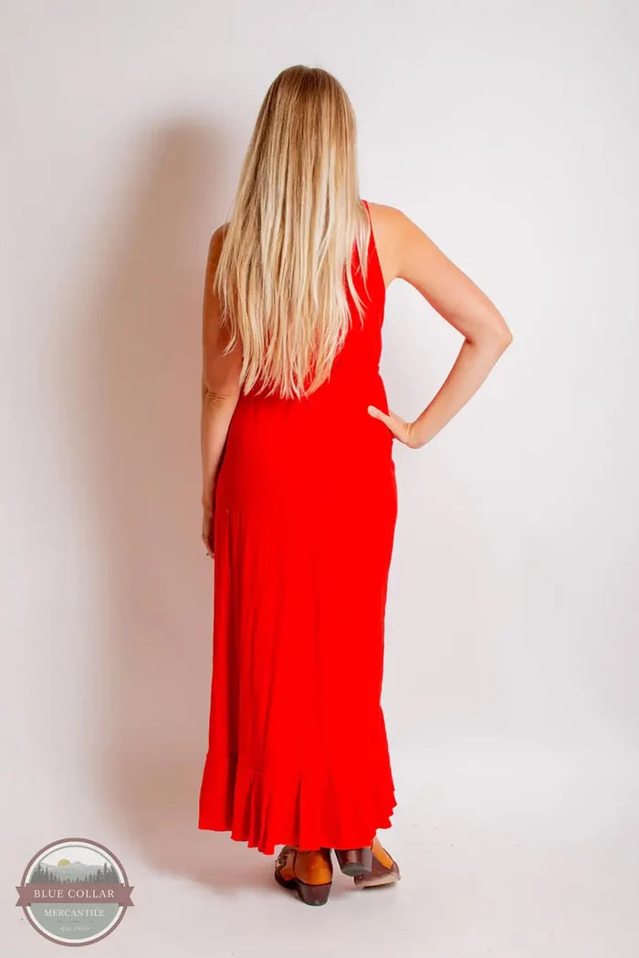 Roper 03-057-0513-5045 RE Sleeveless Faux Wrap Dress in Red, rear