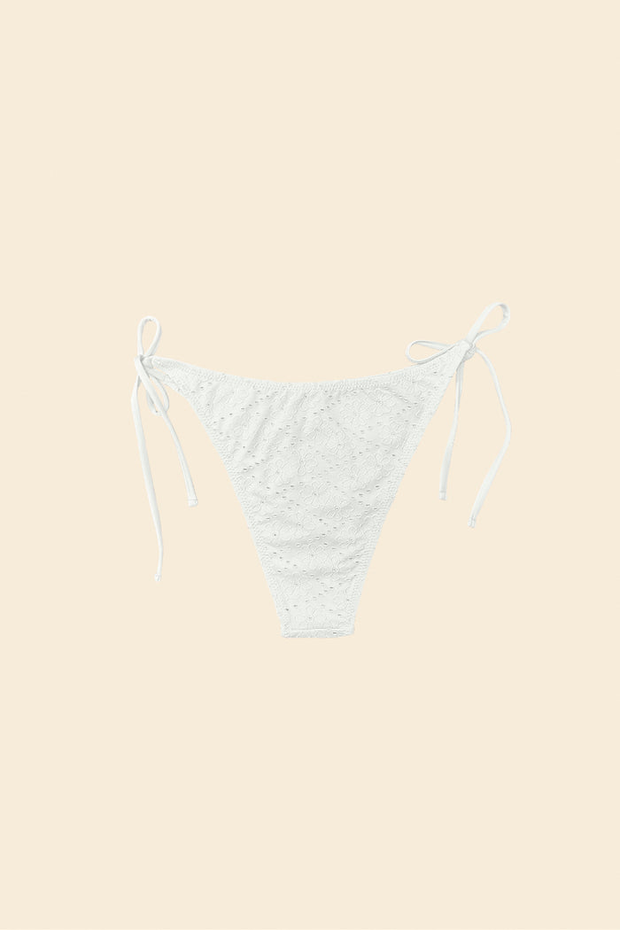 White eyelet mid-rise bikini bottom – Solace