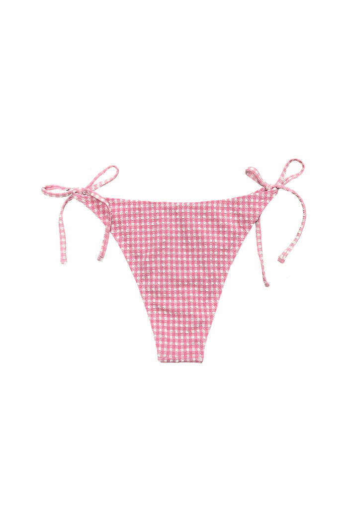 Solace pink gingham bottom with self-tied sides