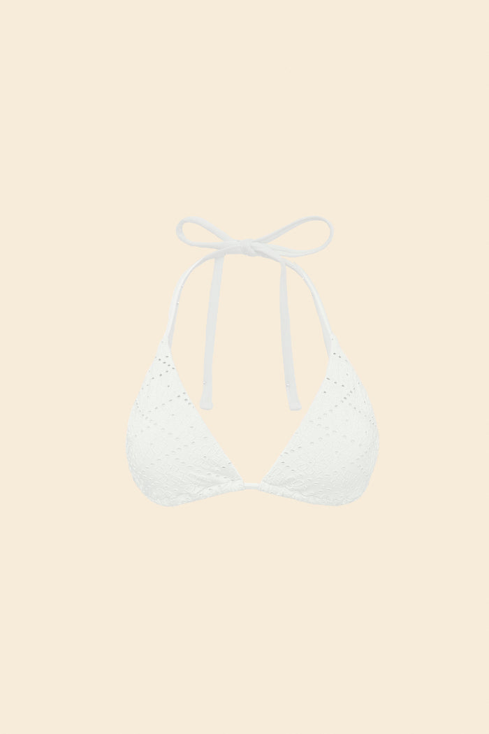White eyelet triangle bikini top – Soleil