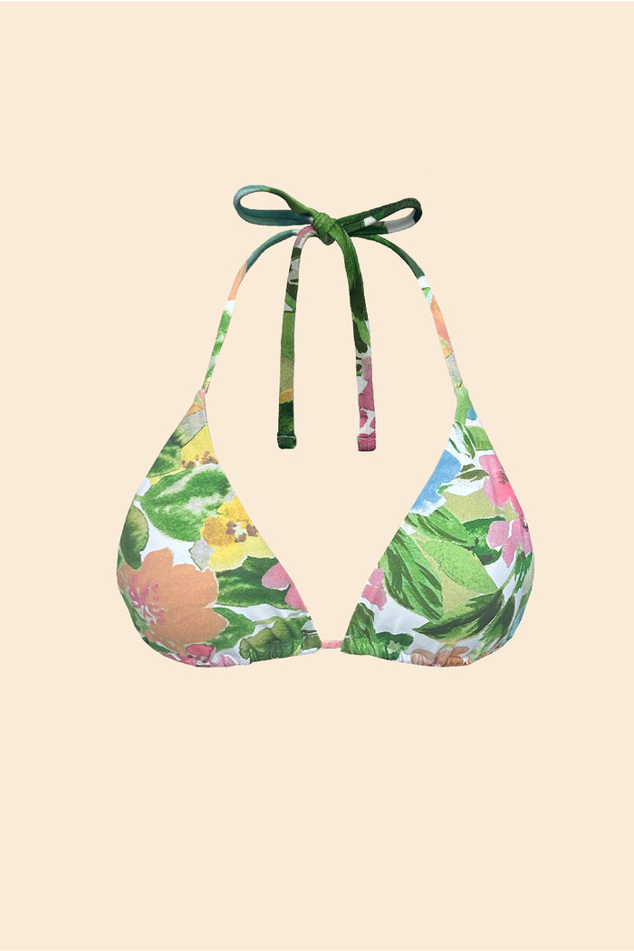 Floral print Soleil bikini top with self-tie neck