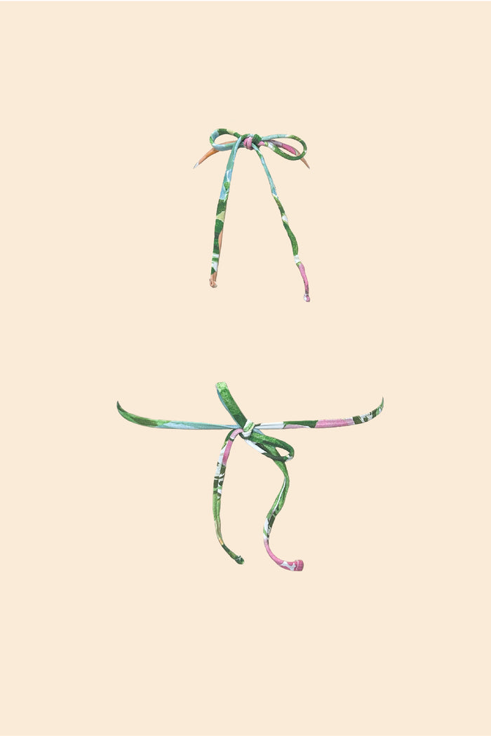 Soleil floral bikini top – self-tie triangle style