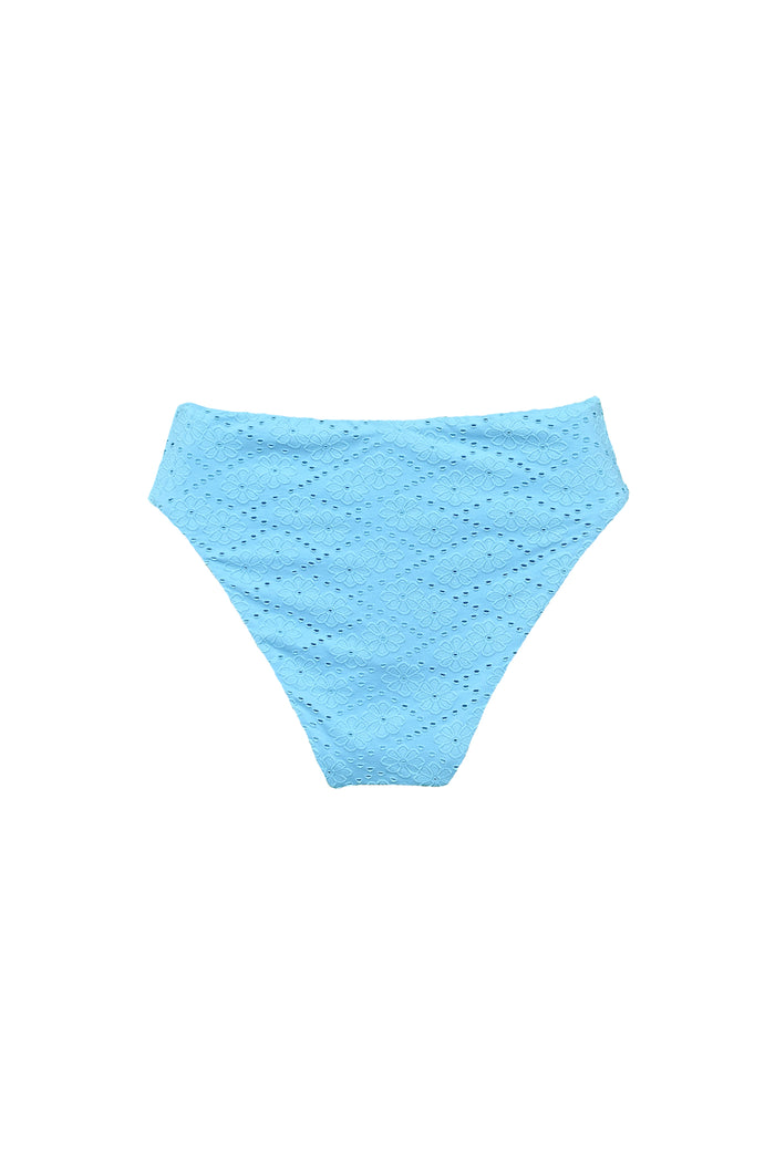 Eyelet fabric detail, Solstice blue bikini bottom