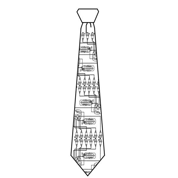Spark Plug 1967 Mustang necktie line art.