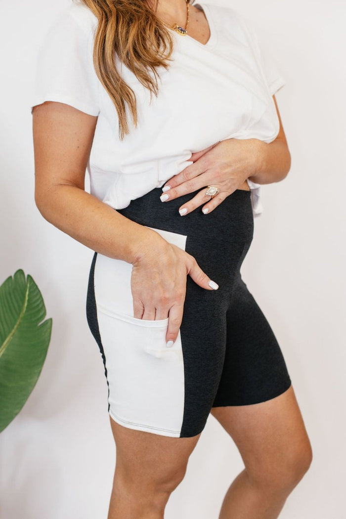 Staple Piece Biker Shorts In Black And White - Reg & Curvy - Macoma Boutique280 Activewear