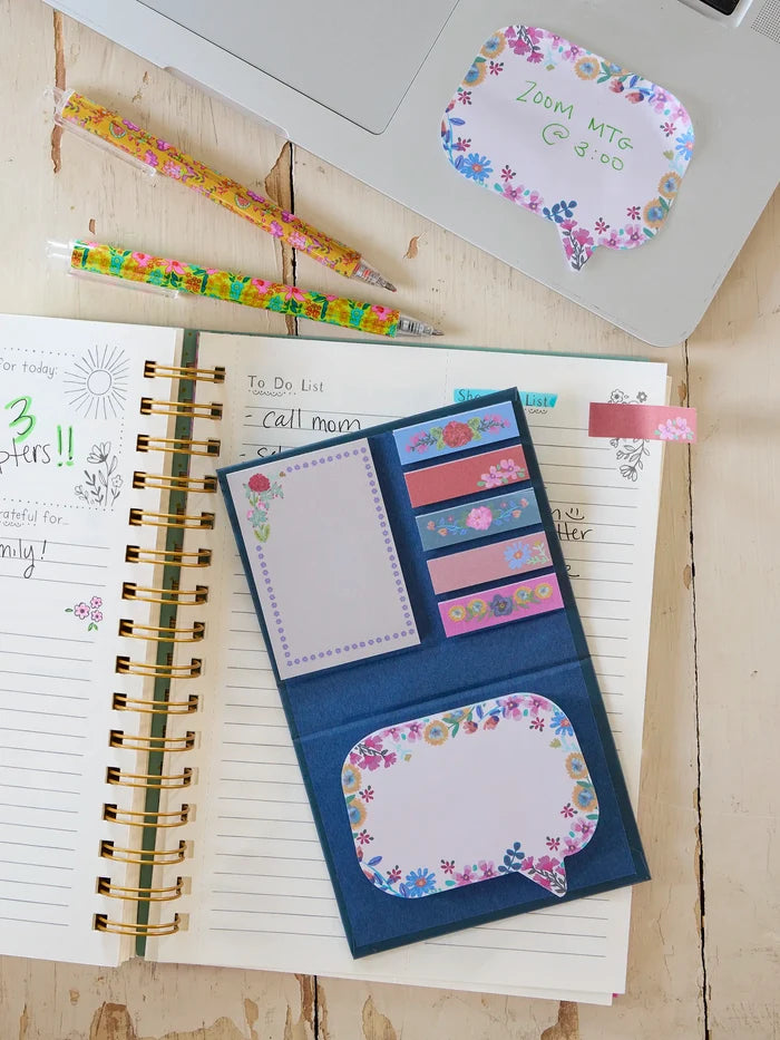 Sticky Note Book - Dark Teal Floral-view 2