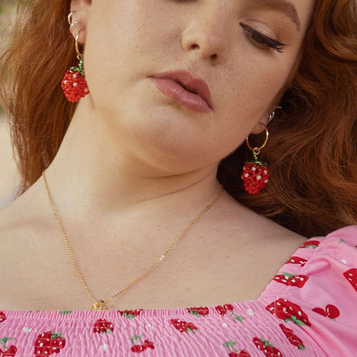 Strawberry Beaded Earrings