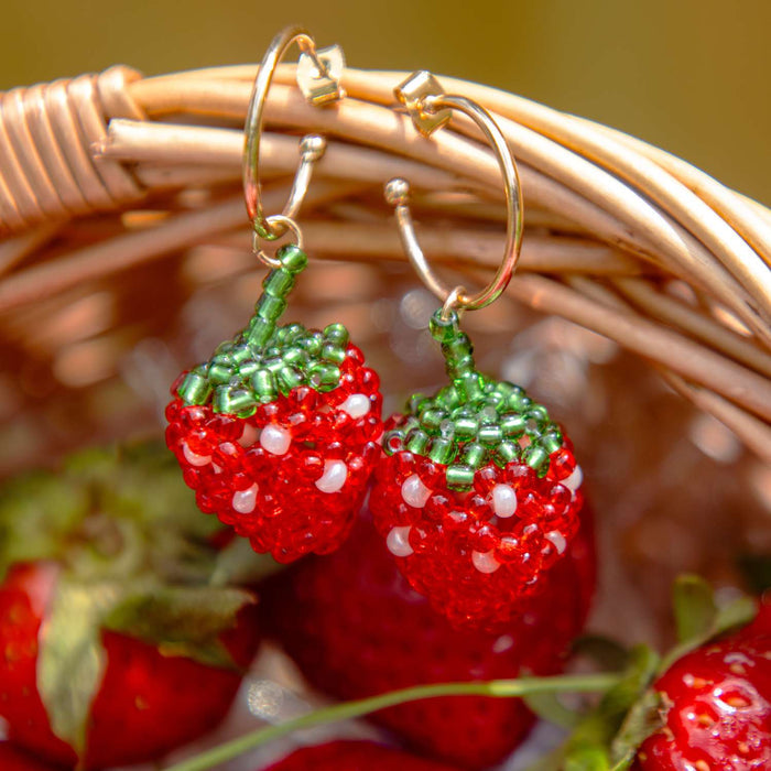 Strawberry Beaded Earrings
