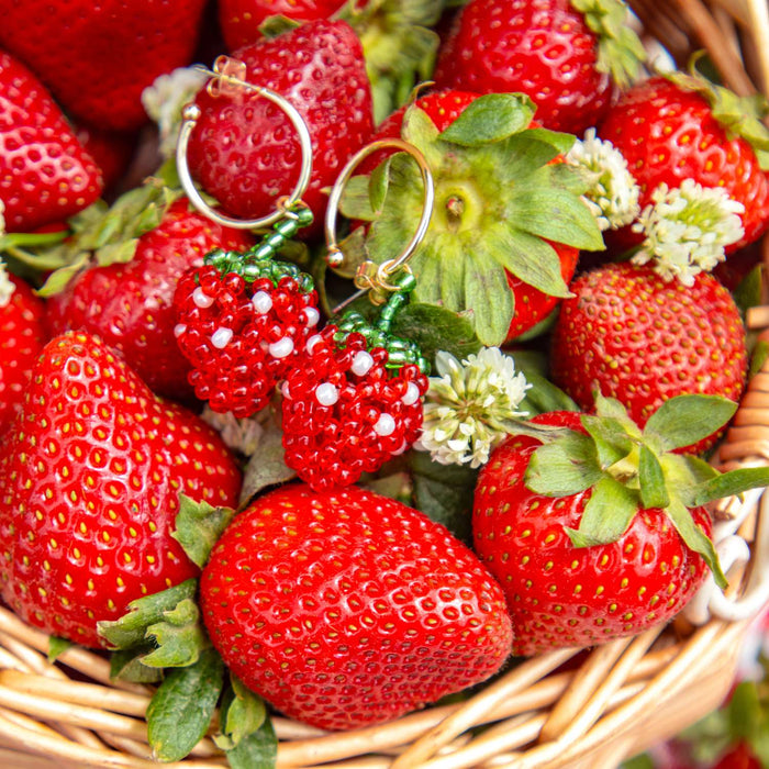 Strawberry Beaded Earrings