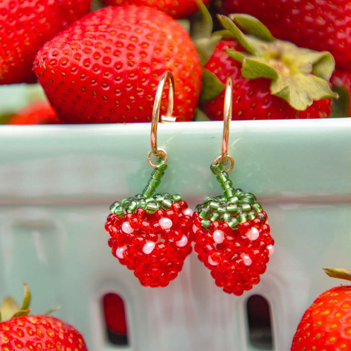 Strawberry Beaded Earrings