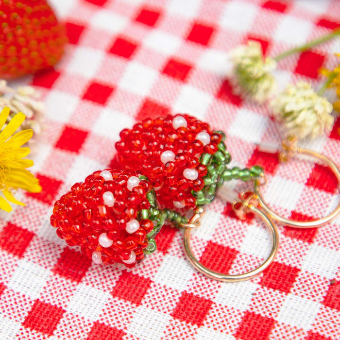 Strawberry Beaded Earrings