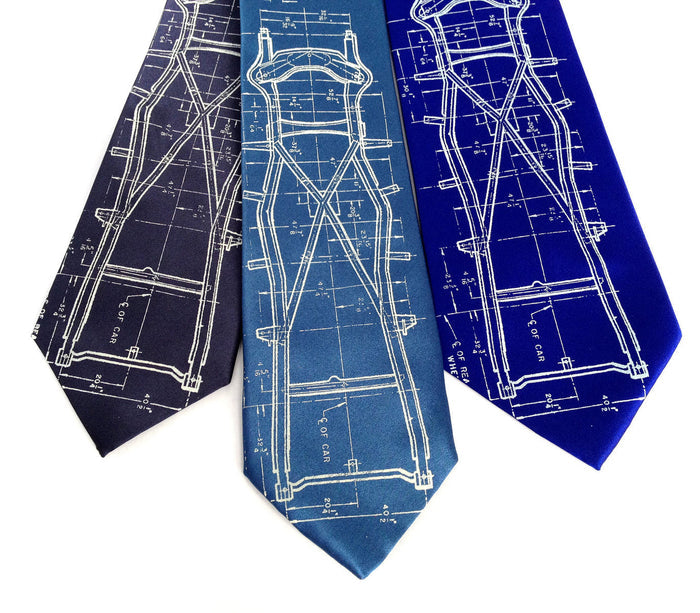Ivory-cream on navy, french blue, royal blue silk.