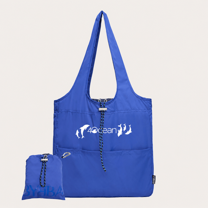 BYBBA Cobalt Wave The Balos Packable Tote Bag - Cobalt Dolphins
