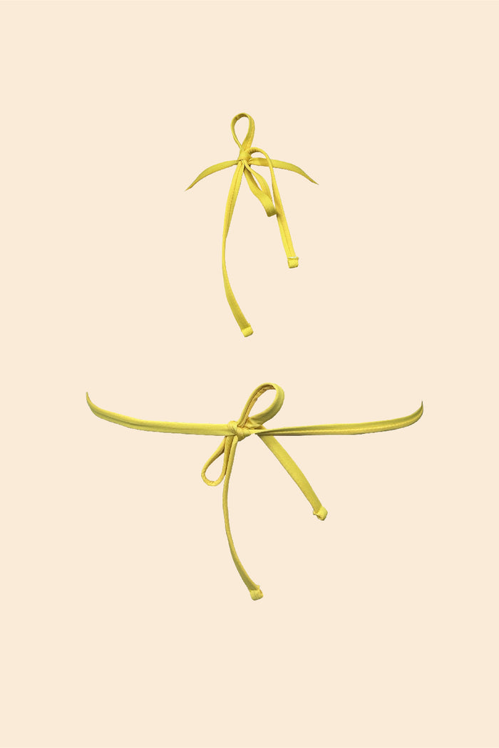 Yellow eyelet bikini top with cut-out detail – Boho
