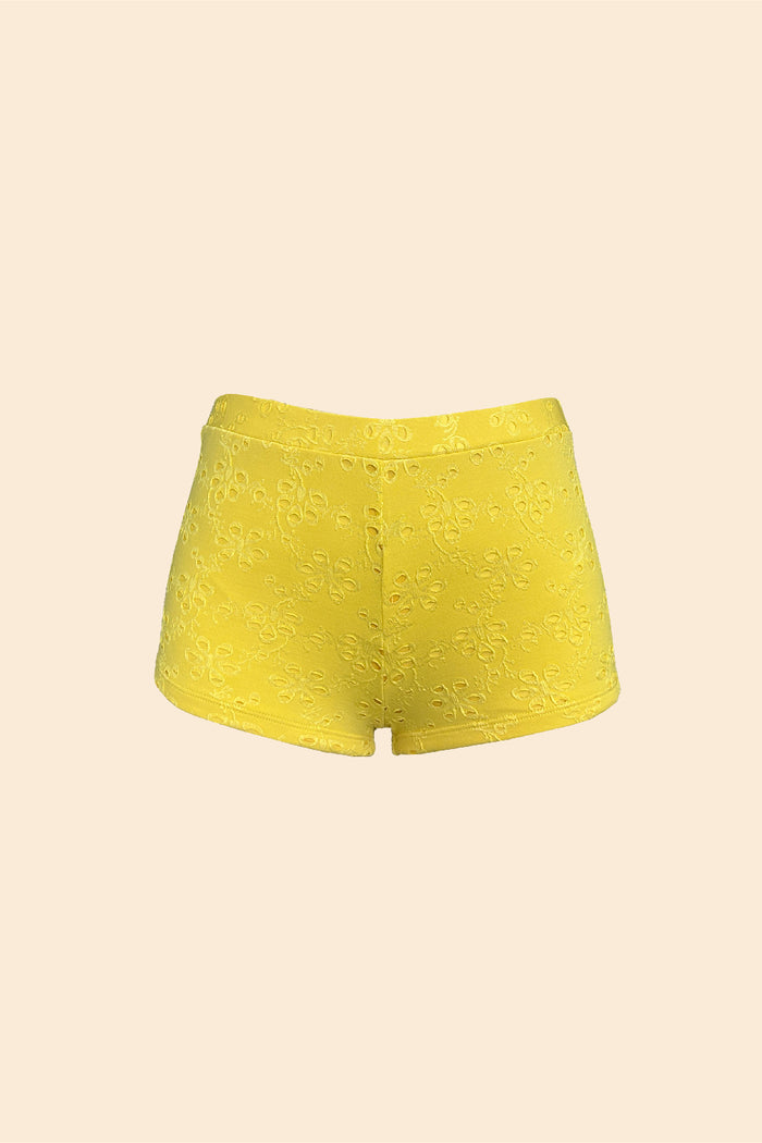 Boho high-waist boyshorts in yellow eyelet