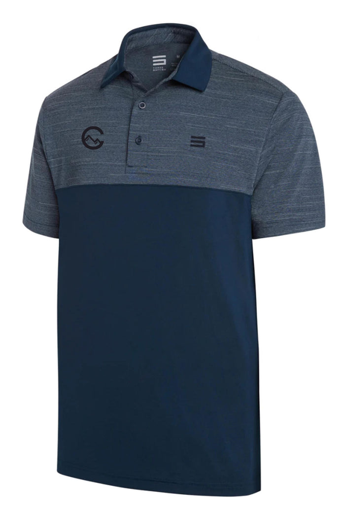 THREE SIXTY SIX MEN'S HEATHERED TWO-TONE GOLF POLO