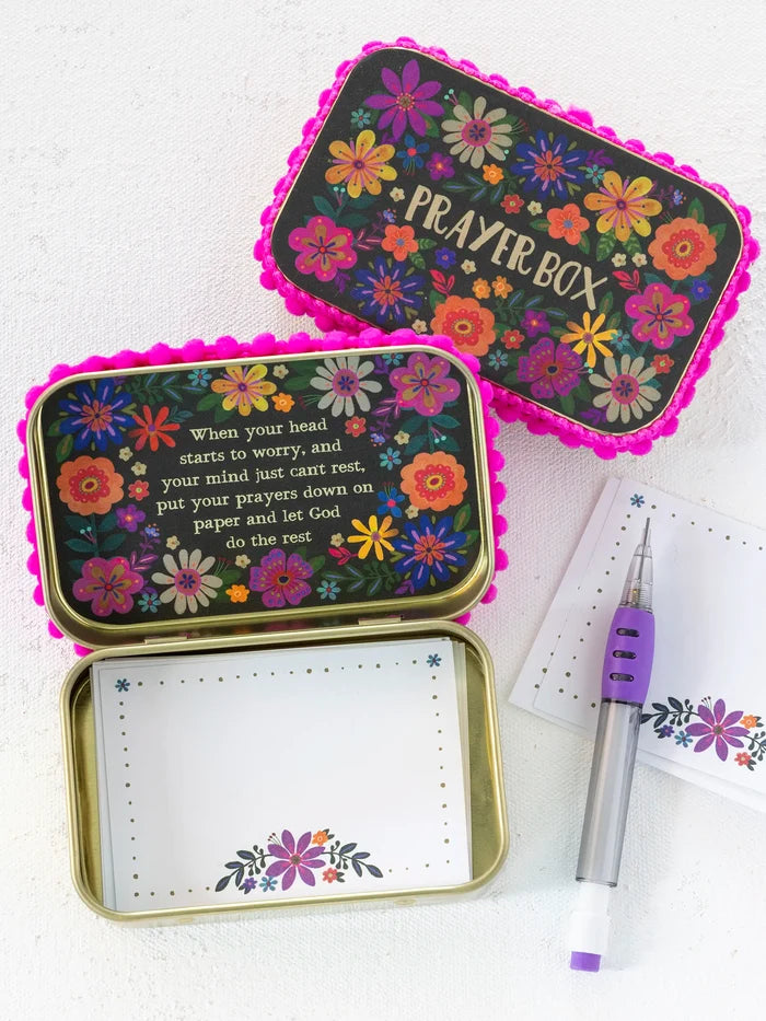 Tin Prayer Box - Black Floral-view 1