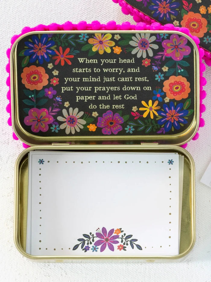 Tin Prayer Box - Black Floral-view 2
