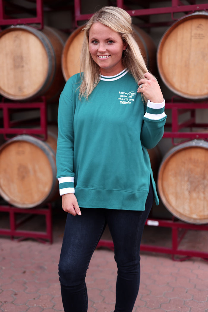 Today Will Be A Great Day (Teal w/Puff Print) - Retro Sweatshirt / Crew Speciality Ribbing