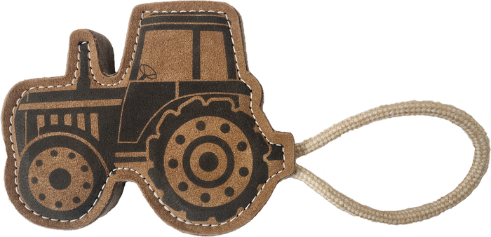 Tuff Dog Toy Tractor – Durable Leather & Wool for Heavy Chewers, Eco-Friendly Tug Toy, Hand-Stitched & Safe