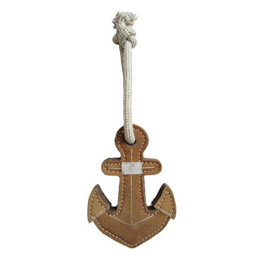 Tuff Nautical Anchor Dog Toy – Eco-Friendly Leather & Wool, Heavy Chewers, Tug Toy, All Breeds, Hand-Stitched