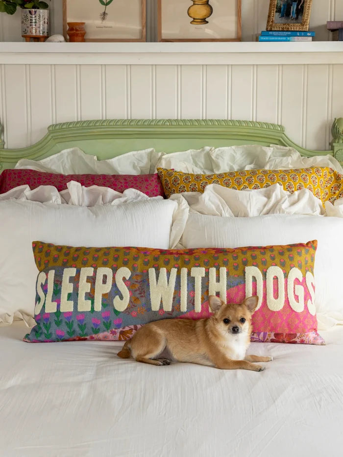 Tufted Lumbar Pillow - Sleeps With Dogs-view 1