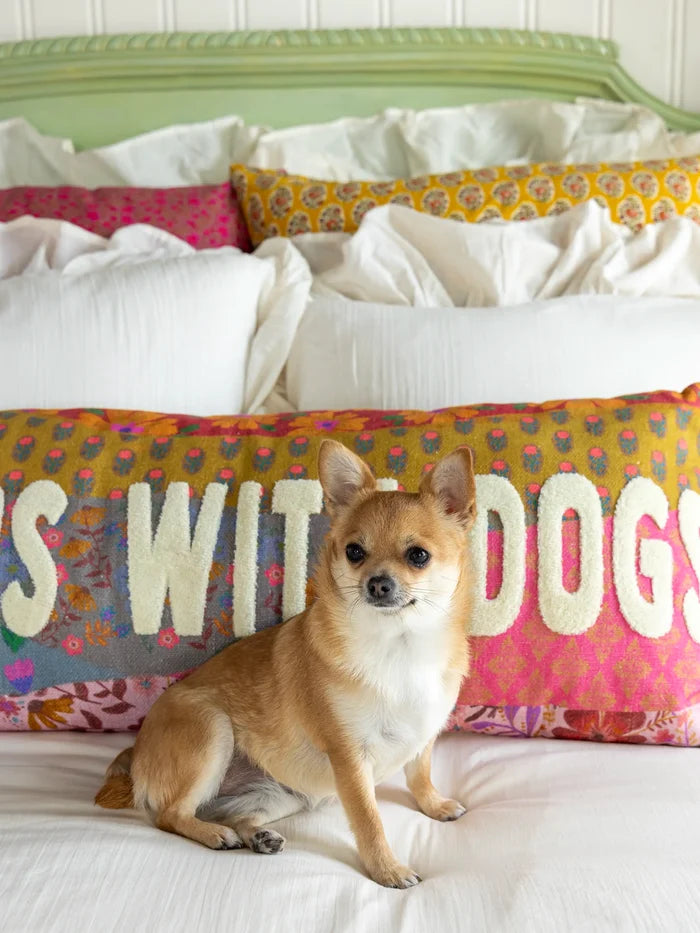 Tufted Lumbar Pillow - Sleeps With Dogs-view 6
