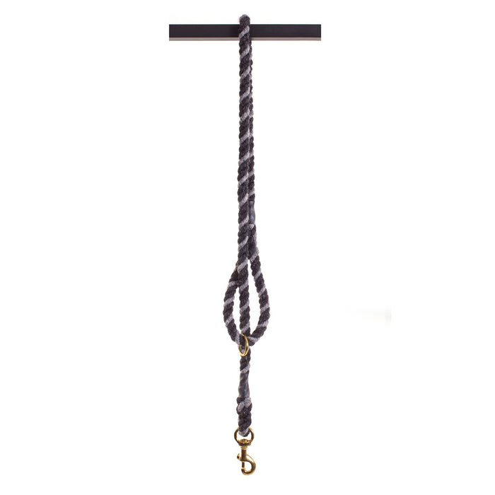 Strong wool rope dog lead with brass clips.